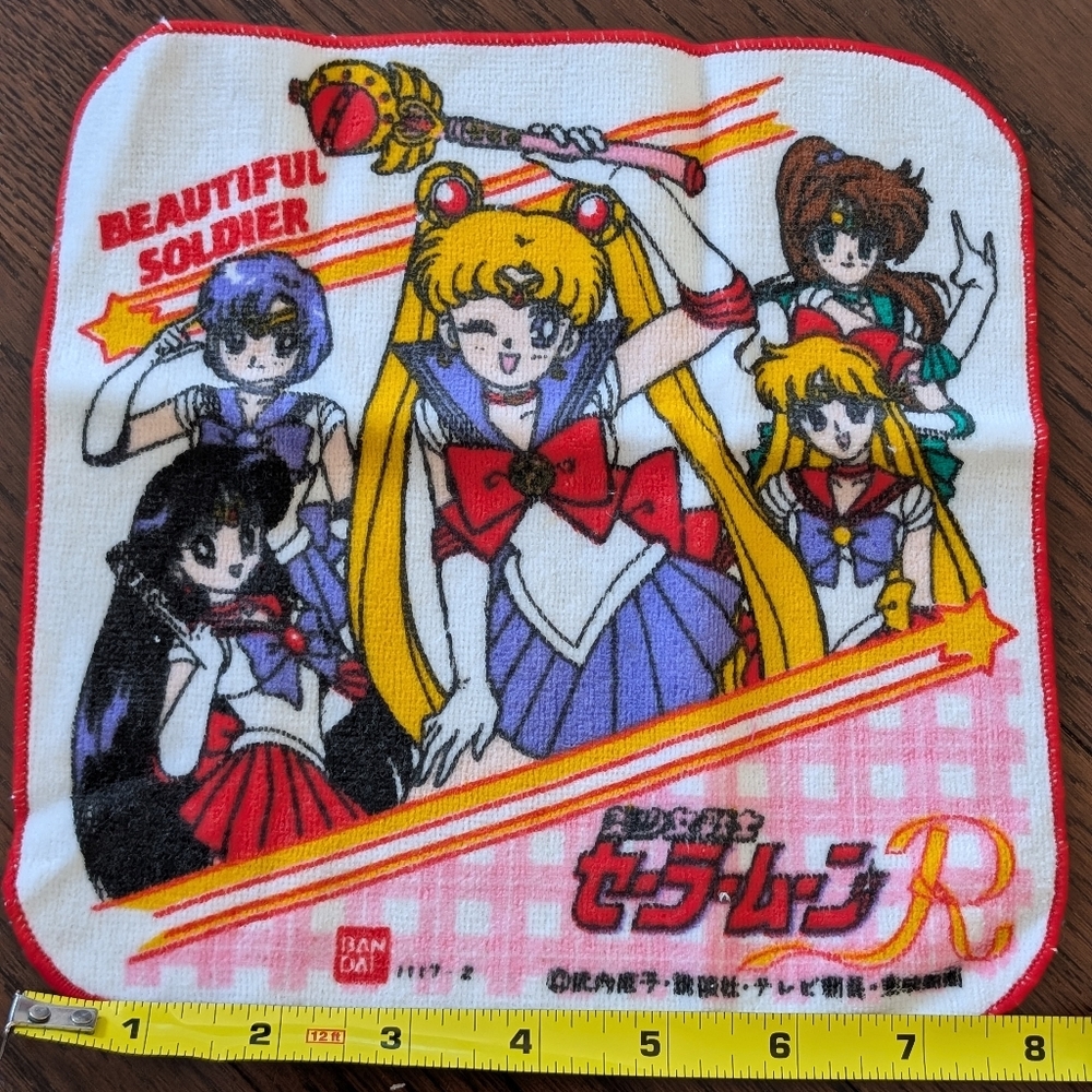 Vintage 1990s Official Sailor Moon R Handkerchief with Characters
